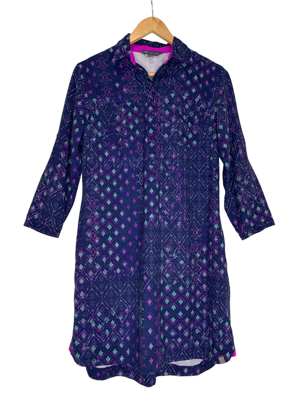 Title‎ Nine Nimblene Roll Tab Sleeves Purple Size M Pickleball Athleisure Dress